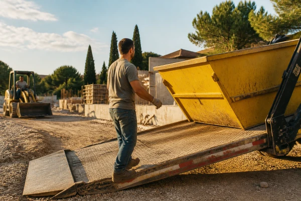 Livraison urgente benne sur chantier à Nimes en moins de 12h